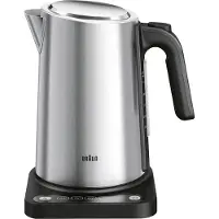 Braun WK 5205 BK, 1,7 l, 2200 W, Svart, Rostfritt stål, Rostfritt stål, Justerbar termostat, Vattennivå indikator