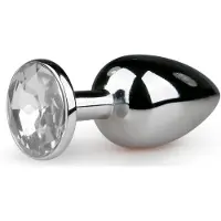 EasyToys - metall analplugg (silver-vit)