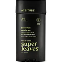 ATTITUDE , Super Blad, Aluminiumfritt Deodorant, För män, Matcha & Bergamot, 2.64 oz (75 g)
