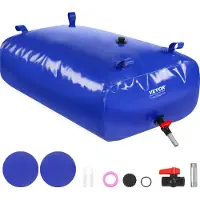 Vevor Vattenbehållare, 330L Bärbar &amp; Hopfällbar Vattenpåse, Slitstark 1000D PVC Mjuk Vattenpåse, Läckagesäker Campingtankbehållare för Trädgårdsbevattning RV Nödanvändning, Blå