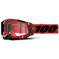 100% glasögon 100% RACECRAFT 2 RED – klar lins anti-dimma – LT 88%-92% + 10 rivremmar (NY)