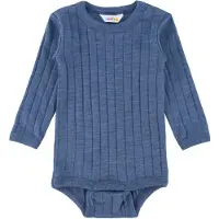 Joha Body l/ä - Ull/Silke - Rib - Blå - - 90 - Body L/Ä