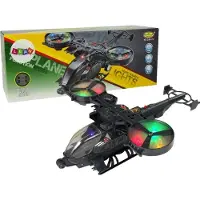 Leantoys militärhelikopter enorma vingar ljus ljud roterar