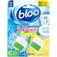 Bloo Blooo 2-i-1 Rengöringsskum Fresh Scent Lemon Toalettblock Kub - 2 x 50 g
