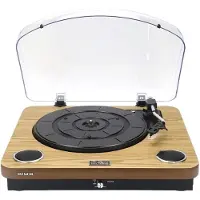 Aiwa LPS-25WD skivspelare med inbyggda högtalare, trä