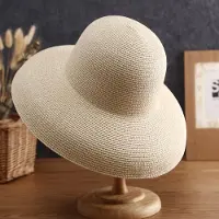 WTEMPO Stråhatt Dam Sommar Stor Brätte Fransk Solskyddshatt Strand Fiskarhatt Vikbar Solskyddshatt Barn M（56-58cm）