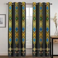 Yiran Furniture Eritrean Bohemia Boho Saba Barquote Abstrakt Etiopisk 2st Fönstergardiner För Barn Sovrum Vardagsrum Badrum Kicthen Dörr W50 X H130(CM)X2&Grommet Top