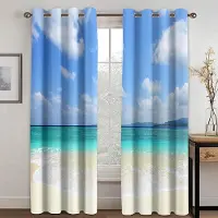 Yiran Furniture Havsblå Himmel Vita Moln Revblå Hav Landskap Gardin 2 Paneler Modern Heminredningsgardin Vardagsrum Sovrumsgardin 100W130H(CM)40x51in&Hook