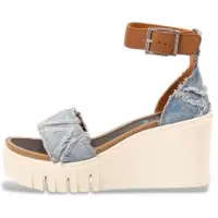 Art för kvinnor. 12085S1H7003_0MU Sandaler 2085S Catania blå (41), Tyg, 8 till 10 cm, Spänne, Casual