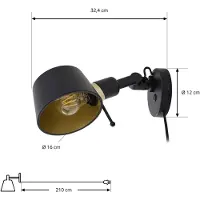 LUCANDE Vägglampa Silka , Svart, Vardagsrum / matsal, Metall, Modern, Vägglampa, vägglampa inomhus