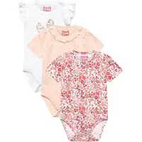 Hust and Claire Body k/ä - 3-pack - Bella - Vit/Rosa m. Blommor - - 1½ år (86) - Body K/Ä