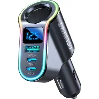JOYROOM snabbladdare för bil 4-i-1 USB-A QC3.0 / 2xUSB-C PD 150W svart (JR-CL21)