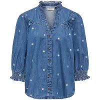 ONLY Blus 'ONLRAYA DAISY' blå denim / gul / vit