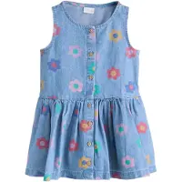 Next Klänning blå denim / gul / ljusgrön / rosa