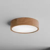 TEMAR LIGHTING Taklampa Cleo DR375, IP20, sensor, Ø 38 cm, ek DR375 , Ljust trä, Vardagsrum / matsal, Trä, Taklampa