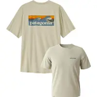 Patagonia - Vandringskläder - M's Cap Cool Daily Shirt Boardshort Logo Dyno White för Unisex - Storlek S - Beige