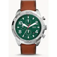 Fossil Bronson Kronograf Grön Urtavla Läderarmband Kvarts FS5738 Herrklocka
