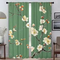Household supplies MH Tyll för Sovrum Blommande Grenar Förlängningsgardiner för Vardagsrumsgardin Heminredningsgardiner 2 Delar Halloweendekoration W50xH70cmx2pcs-CL