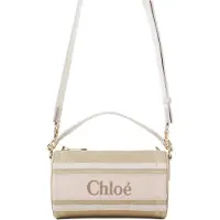 Chloé Woody Justerbar Avtagbar Axelrem Blixtlåsstängning Linne och Kalvskinn Axelremsväska Damväskor Vildgrå CHC24-AS682L17-084 Basic Set (Bag+Dust Bag)