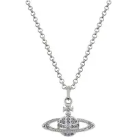 Vivienne Westwood Mini Bas Relief Klassisk Relief Kristallhänge Säsongsbegränsat Platinapläterat Halsband Unisexhalsband 63020086-02P218 Box