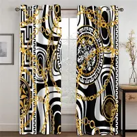 Yiran Furniture Billigt Modernt Lyxmärke Svart Guld 2 Delar Polyester Mörkläggande Skuggande Fönstergardin för Vardagsrum Sovrum Heminredning Krok W50H130(CM)x2&Hook white