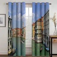 Yiran Furniture Antikt grekiskt stadslandskap arkitektoniska gardiner 2 paneler lyx vardagsrum sovrum balkong arbetsrum barnrum köksinredning 50W130H(CM)x2&Grommet Top