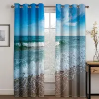 Yiran Furniture Havsstrand Solnedgång Solnedgång Landskap Solskyddsgardiner 3D Digitaltryck Polyestergardiner 2 Paneler Vardagsrum Sovrum Dekorationsgardiner 100W130H(CM)40x51in&Grommet Top
