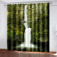 Household supplies MH Gratis Frakt 3D Strandsceneri vid Solnedgång är Naturligt 2 Delar Skuggande Fönstergardiner för Vardagsrum Sovrum Dekoration Krok 100W130H(CM)40x51in&Grommet Top