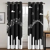 Household supplies MH Svart Vit Klassisk Abstrakt Notkonst Musik 3D Tunn 2 Delar Ljusfiltrerande Gardiner för Vardagsrum Sovrum Fönster Draperi Dekor 50W130H(CM) 2PCS&Grommet Top