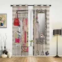 Household supplies MH Kvinnliga Rosa Högklackar Fjärilsgardiner för Sovrum Vardagsrum Draperier Kök Barnrum Fönstergardin Heminredning 135W x 60H(cm) x1