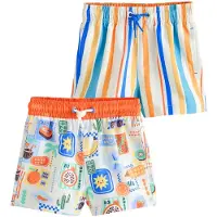 Next Badshorts blå / pastellgrön / ljusorange / naturvit
