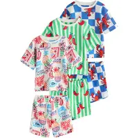 Next Pyjamas blå / neongrön / ljusröd / vit