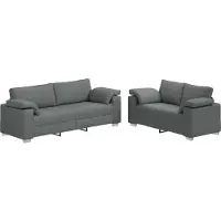 vidaXL Soffa 2 pcs Mörkgrå 219 x 80 x 82 cm tyg