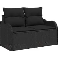 vidaXL Trädgårdsoffa med kudde Svart 121 x 62 x 69cm konstrotting