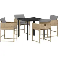 vidaXL Trädgårdsmöbelset med kudde 5 pcs Beige konstrotting