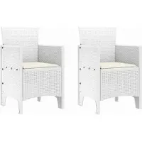 vidaXL Trädgård Stol 2 pcs Vit 53 x 49 x 85 cm PP