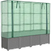 vidaXL Hög pallkrage med plastfolie i rottengöt 160x40x153 cm, hög pallkrage för trädgård, upphöjd blomlåda, 4015859