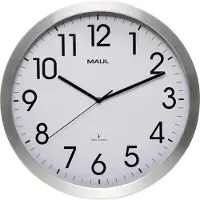 MAUL MAULmove radiokontrollerad väggklocka | silvergrå med vit urtavla | Ø 40cm