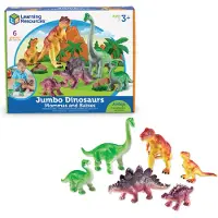 Learning Resources Jumbo Dinosaurer I Mammor och Babyar I T-Rex, Stegosaurus, och Brachiosaurus, 6 Djur, flerfärgad