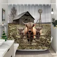 Textilien Husdjur Höglandsko Duschdraperi Rustikt Rustikt Bondgård Planka Vintage Stil Tvättbara Duschdraperier Badrumsinredning 120x180cm-47x70in