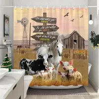 Textilien Husdjur Höglandsko Duschdraperi Rustikt Rustikt Bondgård Planka Vintage Stil Tvättbara Duschdraperier Badrumsinredning 240x180cm-94x70in