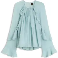 BOSS för kvinnor. 50573224 Blus Bradia grön (36), Casual, Viskos, Lång ärm