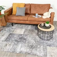 FRAAI Patchwork matta | Lago Patchwork grå hos Volero | 300x400 cm | Bomull | Lappteknik | Rektangulär | Plattvävd