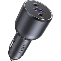 UGREEN billaddare EC705 2x USB-C + USB, 130W (svart)