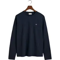 Gant för män. 2004049 Shield långärmad t-shirt marinblå (L), Casual, Bomull, Lång ärm, Marino