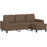 vidaXL 3-sitssoffa med fotpall Brun 180 cm tyg