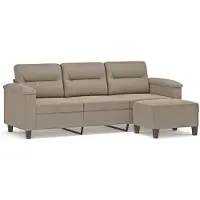 vidaXL 3-sitssoffa med fotpall taupe 180 cm mikrofibertyg