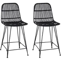 vidaXL Barpall 2 pcs Svart 44 x 54 x 96 cm Rattan och Stål