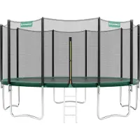 Songmics trädgårdstrampolin Ø 244 cm rund med skyddsnät, vadderade stolpar
