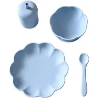 Jack o Juno Middagsset - Silikon - 4 Delar - Poppy - Pale Blue - - One Size - Middagsset